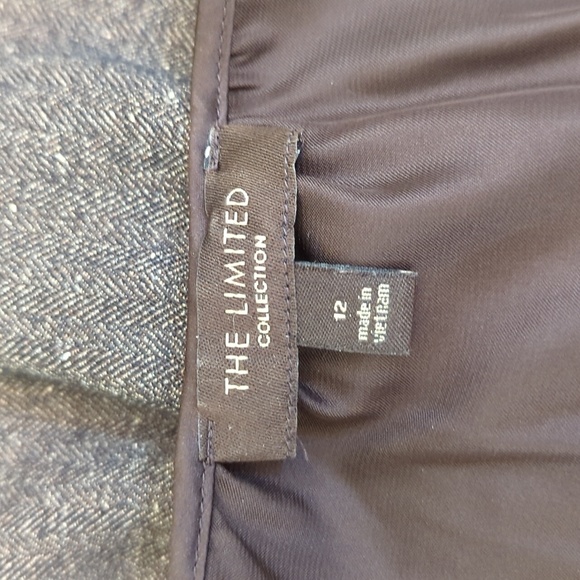 The Limited Dark Brown Satin and Herringbone Tweed Professional Dress Size 12 - Picture 10 of 11